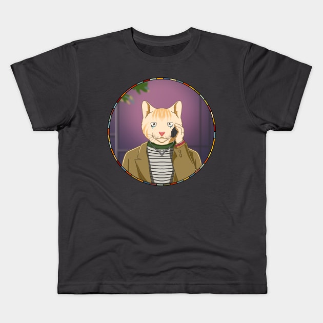 Lady Bird Cat Kids T-Shirt by wiwitaek